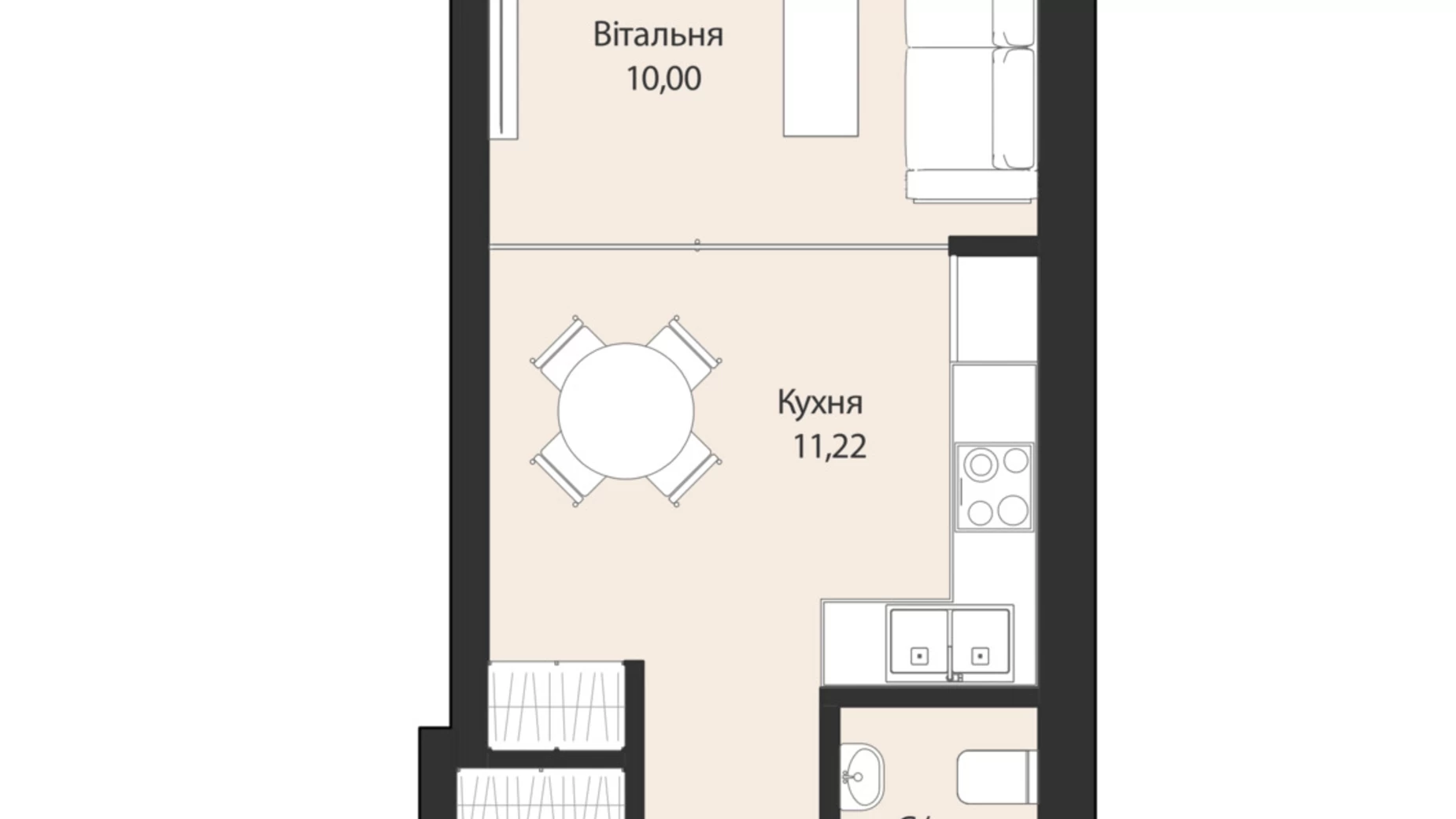 Продается 1-комнатная квартира 32.9 кв. м в Днепре, ул. Мольера, 77 - фото 4