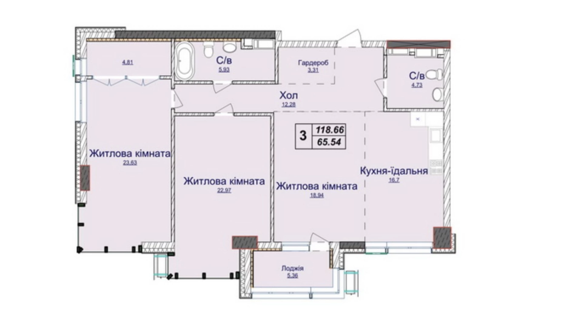 Продается 3-комнатная квартира 118.66 кв. м в Киеве, ул. Андрея Верхогляда(Драгомирова), 7 - фото 2