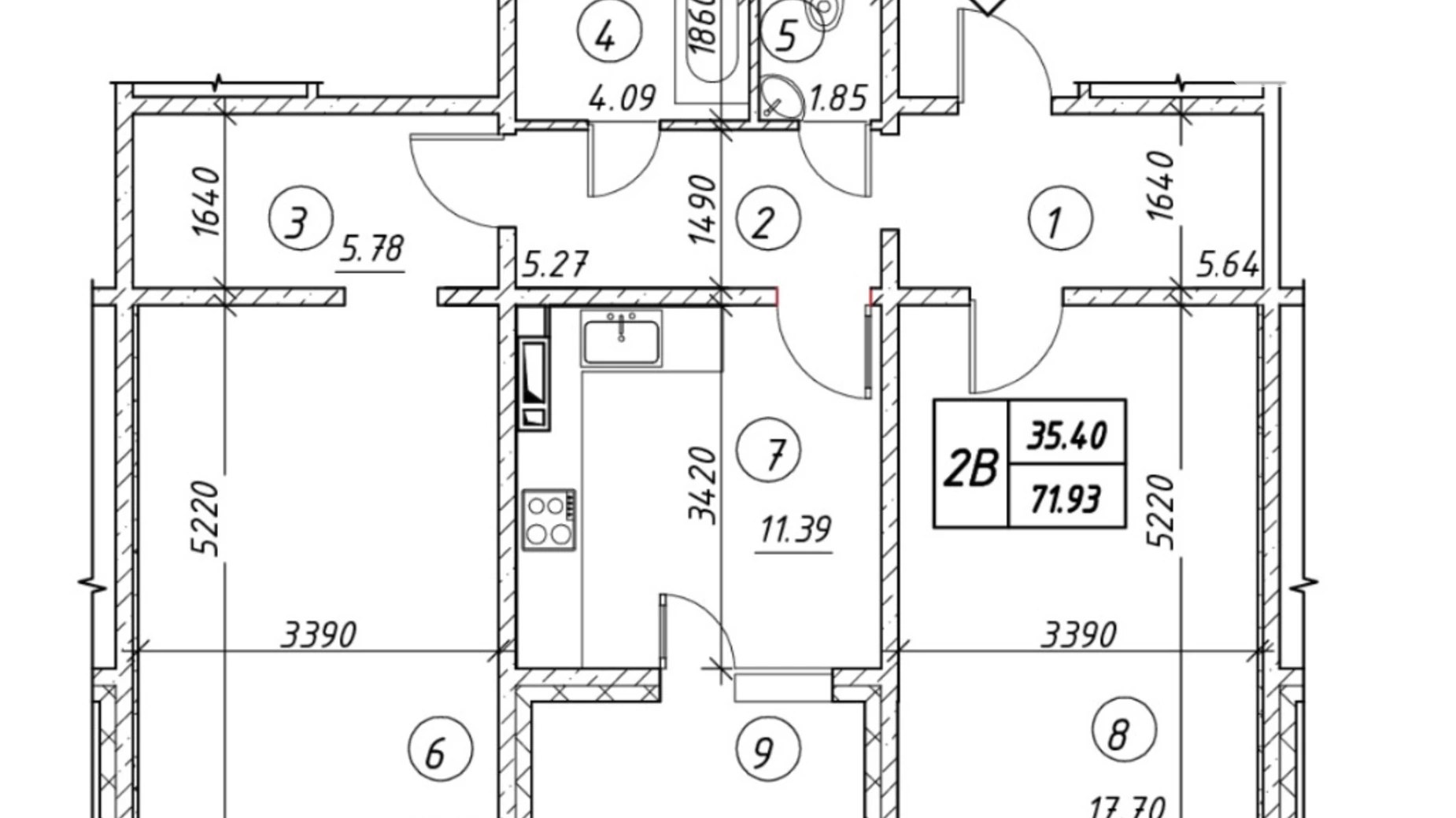 Продается 2-комнатная квартира 71.93 кв. м в Киеве, ул. Ревуцкого, 54А - фото 2