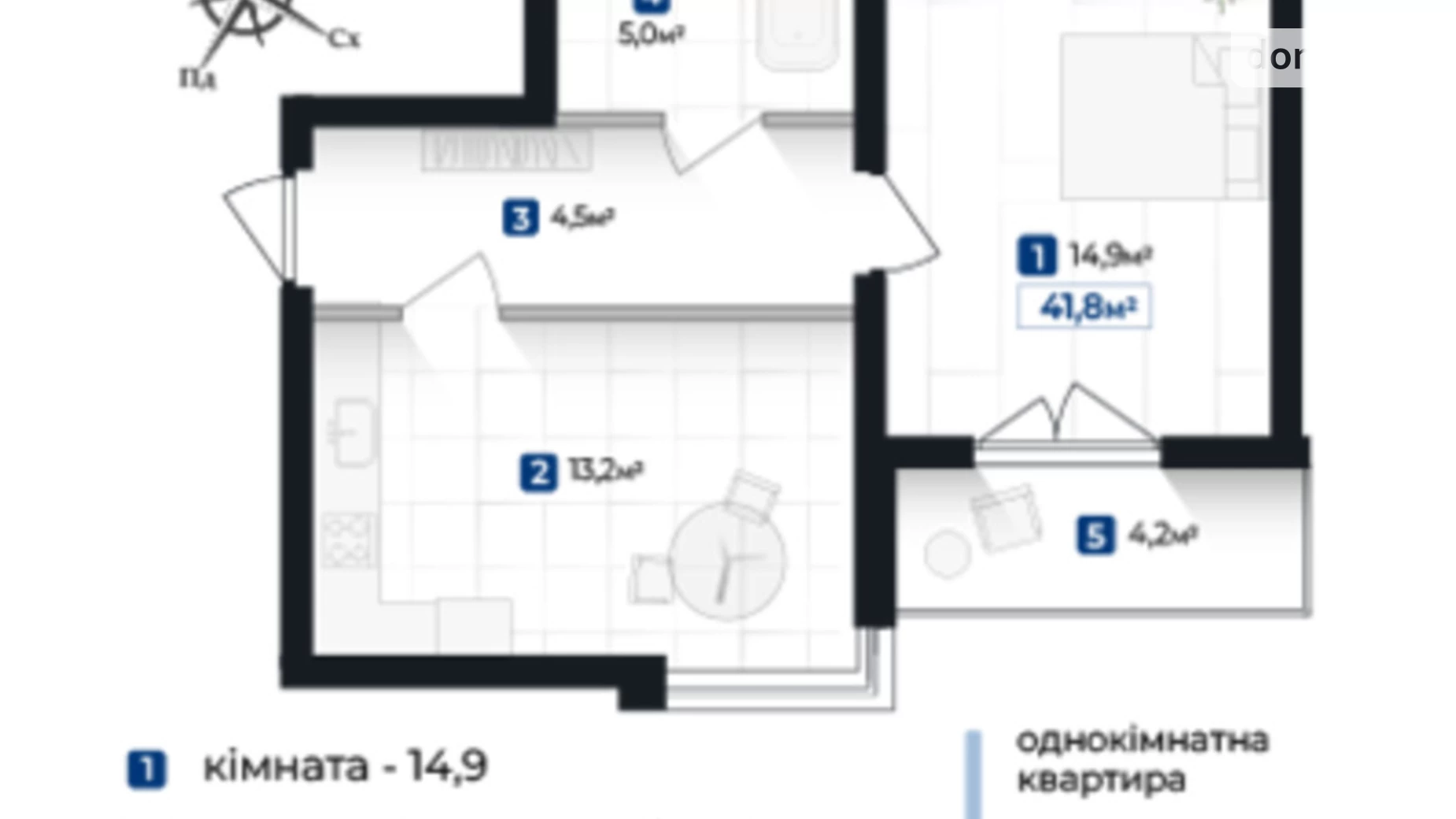 Продается 1-комнатная квартира 41.8 кв. м в Ивано-Франковске, ул. Виноградная - фото 5