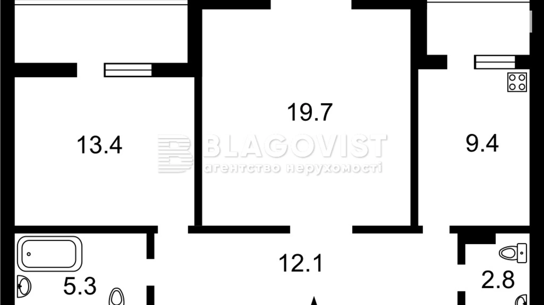 Продается 2-комнатная квартира 69.5 кв. м в Киеве, ул. Драгоманова, 2А