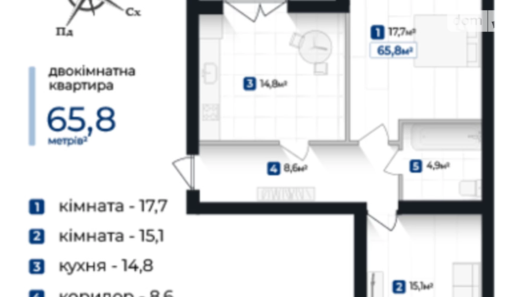Продается 2-комнатная квартира 65.8 кв. м в Ивано-Франковске, ул. Виноградная - фото 2