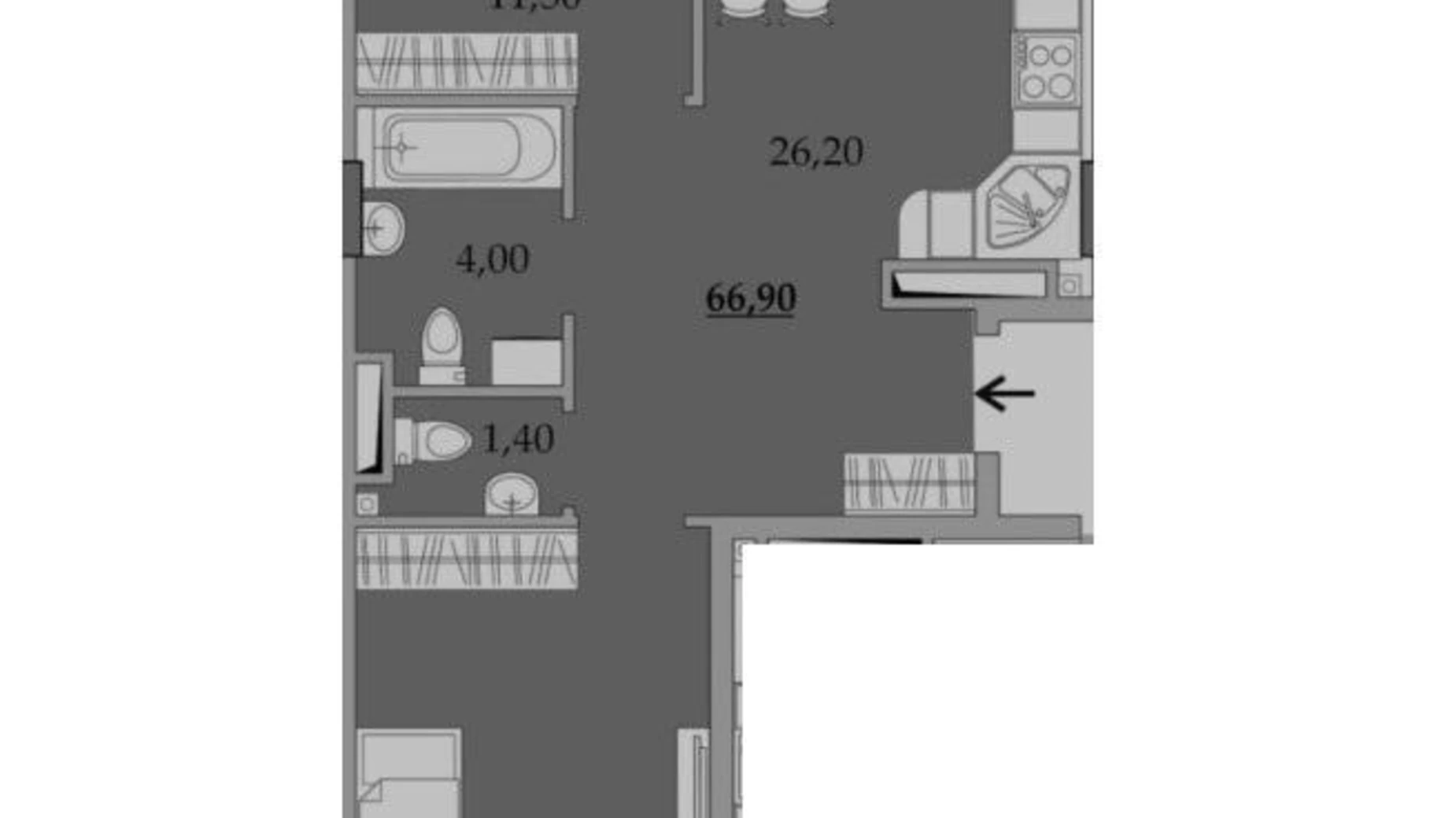 Продается 2-комнатная квартира 67 кв. м в Лиманке, ул. Академика Вильямса, 93/2 корпус 7 - фото 4