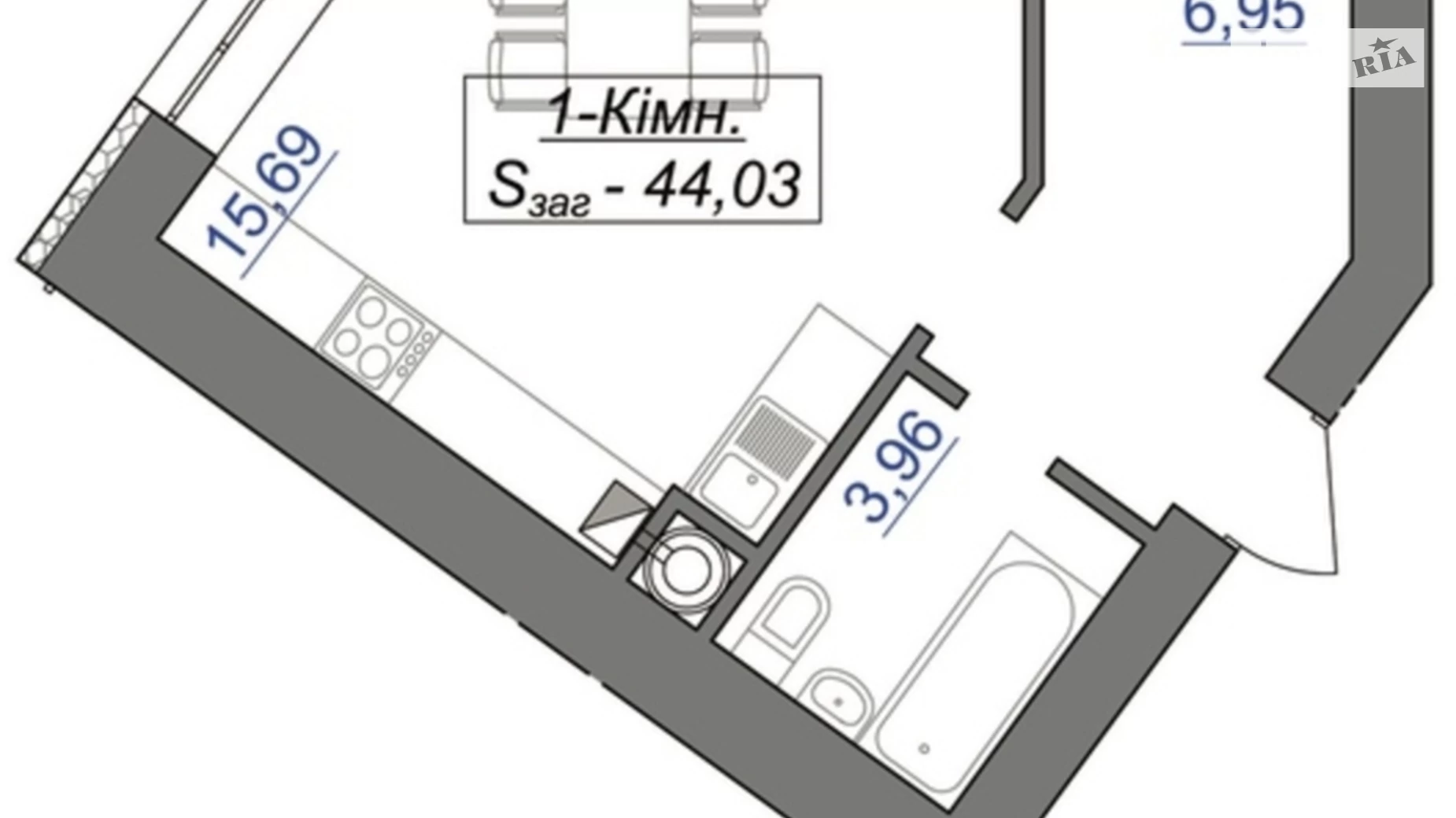 Продается 1-комнатная квартира 44.02 кв. м в Волчинце, пер. Ключный - фото 2