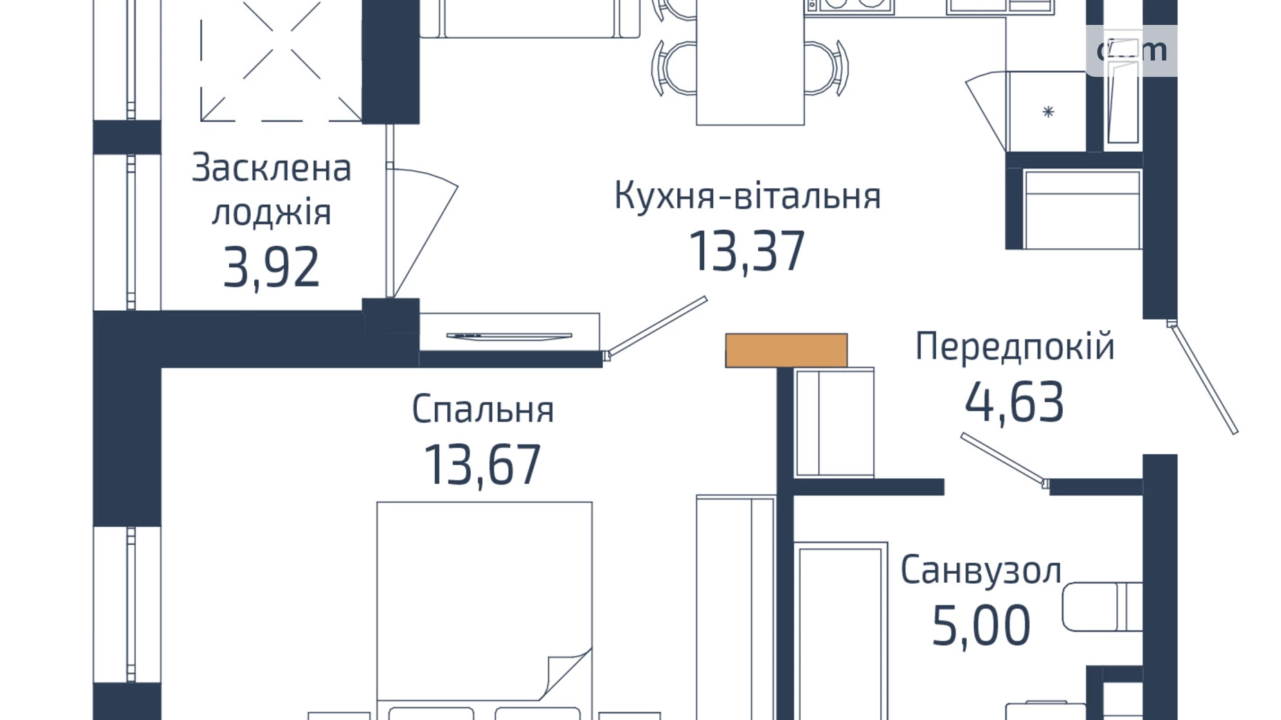 Продается 1-комнатная квартира 40.9 кв. м в Львове, ул. Владимира Навроцкого - фото 4