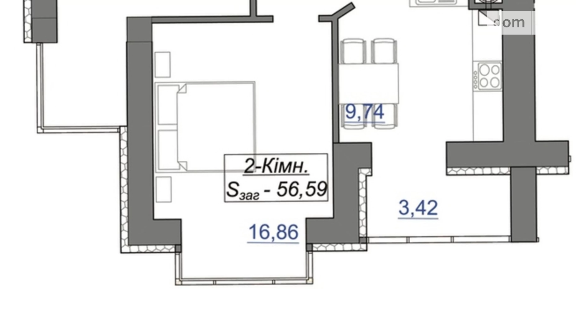Продается 2-комнатная квартира 56.59 кв. м в Волчинце, пер. Ключный - фото 3