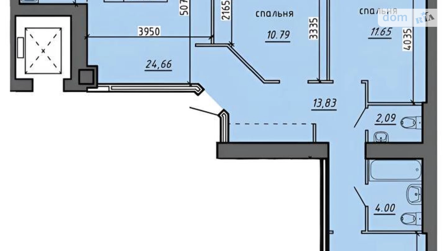 Продается 3-комнатная квартира 88.22 кв. м в Байковцах