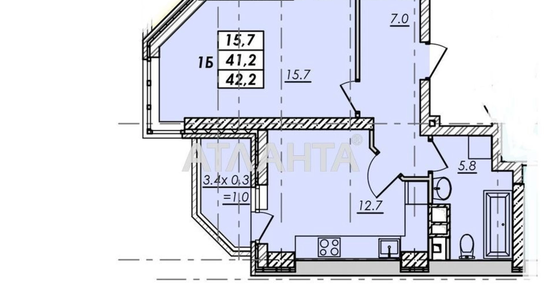 Продается 1-комнатная квартира 42.1 кв. м в Одессе, Овидиопольская дор., 31 - фото 2