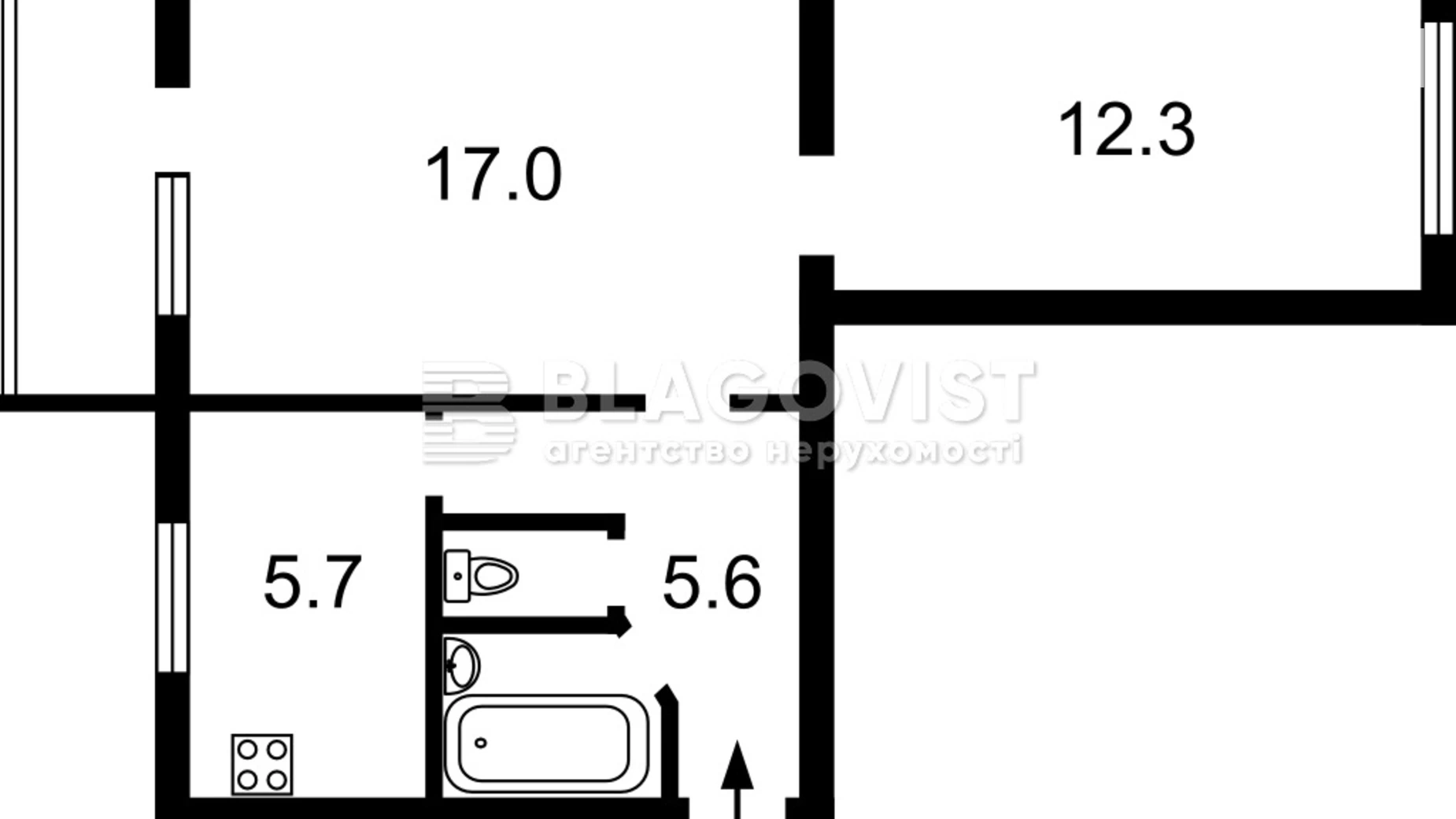 Продается 2-комнатная квартира 44.5 кв. м в Киеве, ул. Бастионная, 1/36 - фото 2