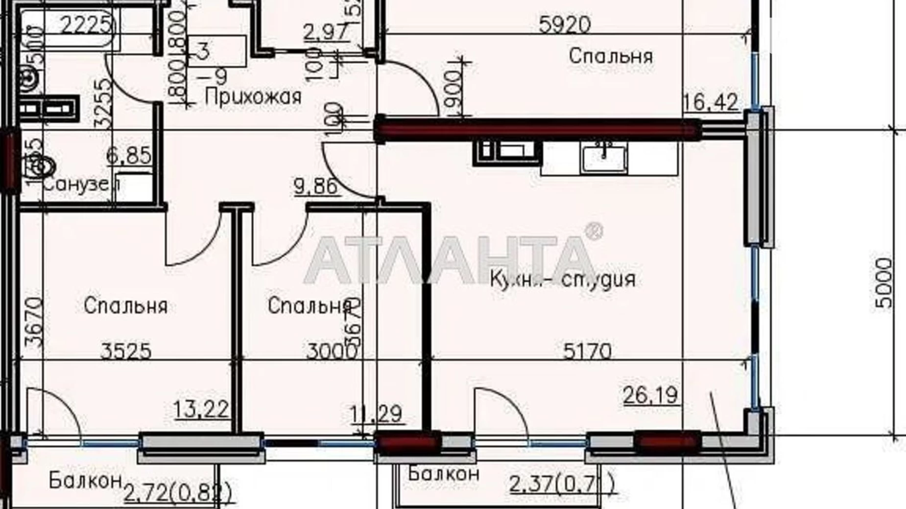 Продается 3-комнатная квартира 87 кв. м в Одессе, ул. Дмитрия Донского - фото 2