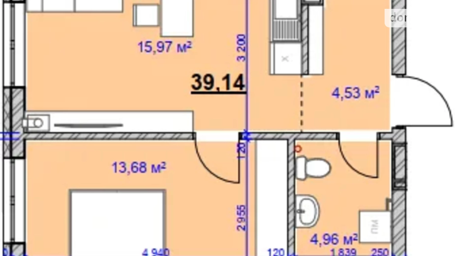Продается 1-комнатная квартира 39.14 кв. м в Ивано-Франковске, ул. Целевича Юлиана - фото 2
