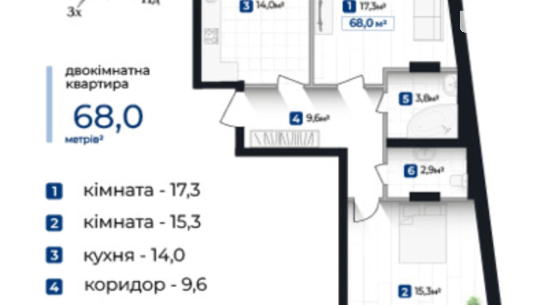 Продается 2-комнатная квартира 68 кв. м в Ивано-Франковске, ул. Надречная - фото 2