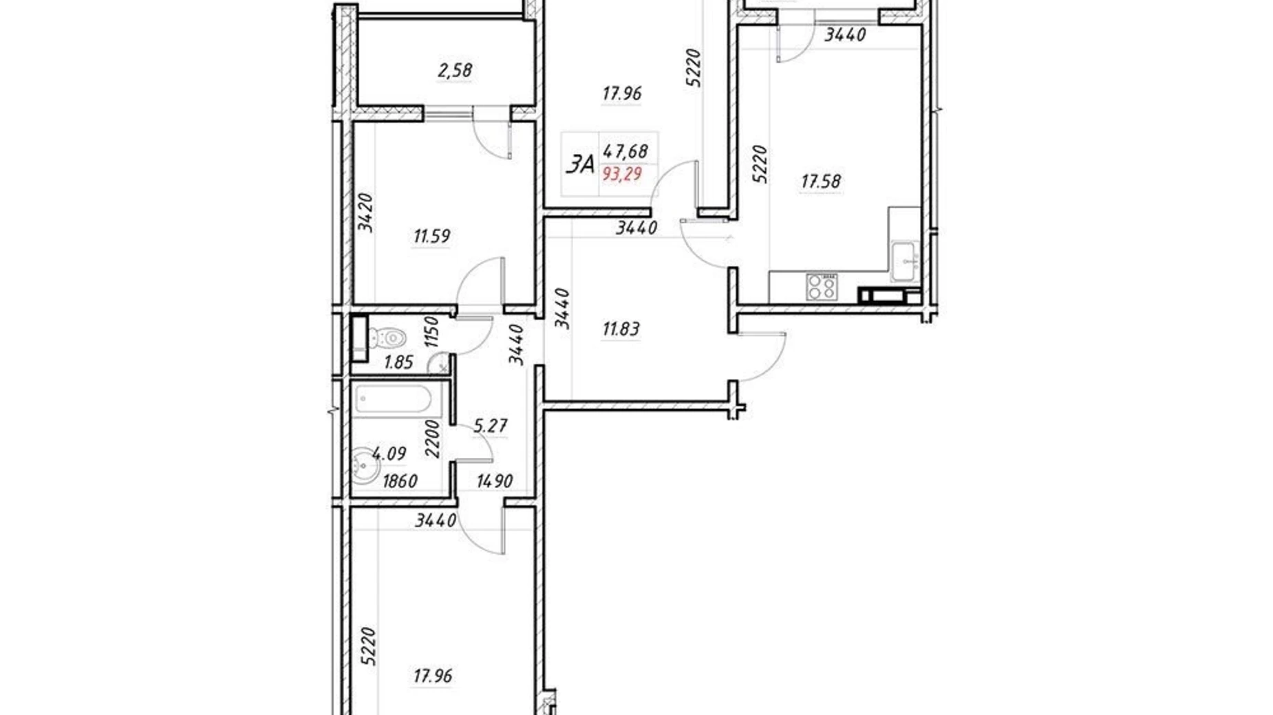 Продается 3-комнатная квартира 94 кв. м в Киеве, ул. Электротехническая, 43