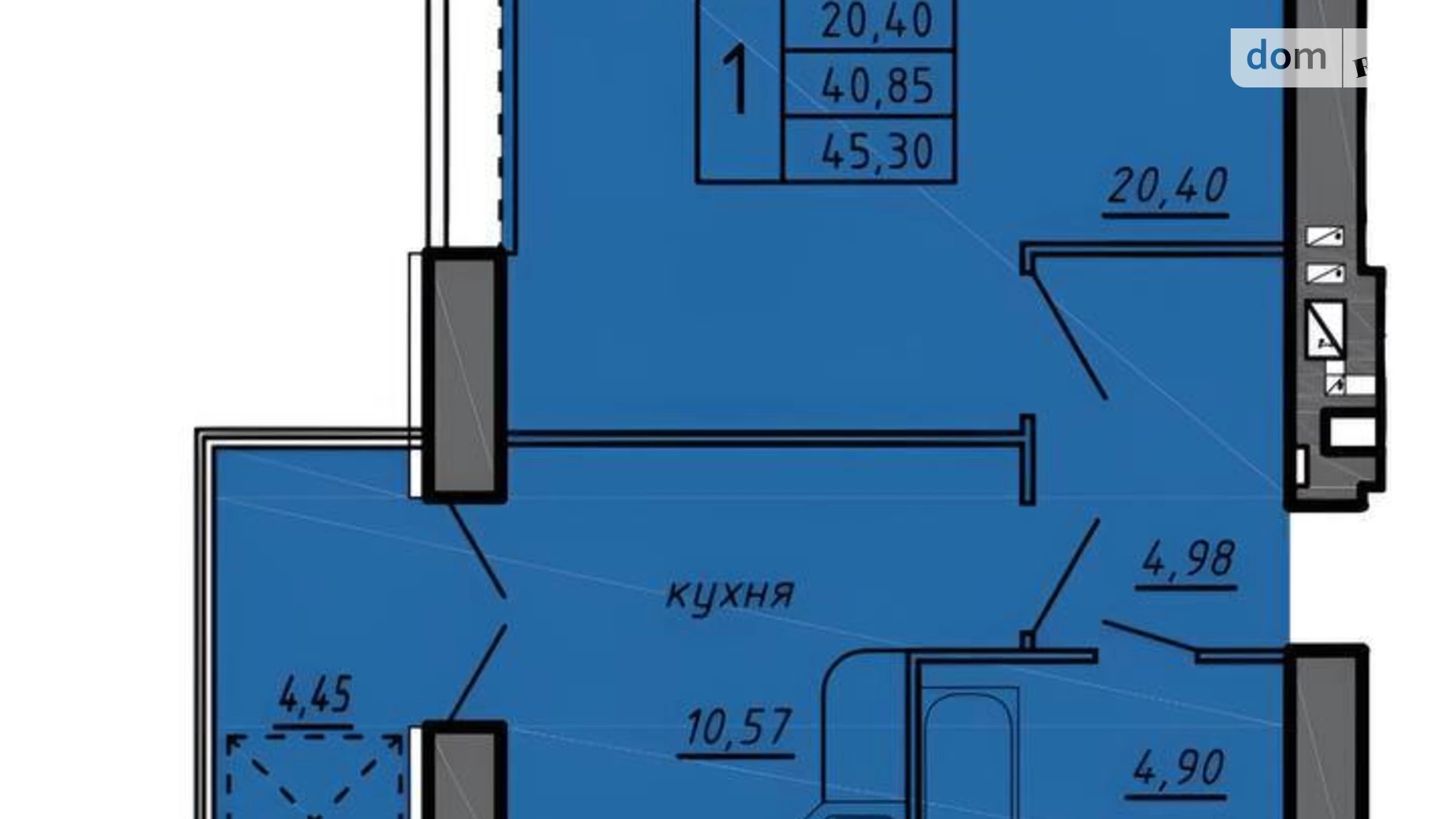 Продается 1-комнатная квартира 45.3 кв. м в Байковцах, пер. Дубовецкий, 7