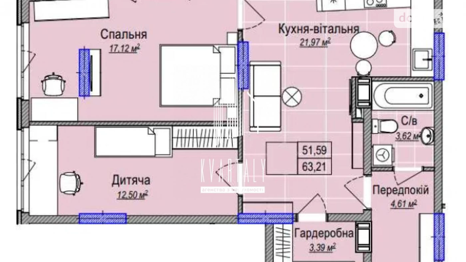 Продается 2-комнатная квартира 63 кв. м в Киеве, ул. Каменская, 123-127 - фото 3