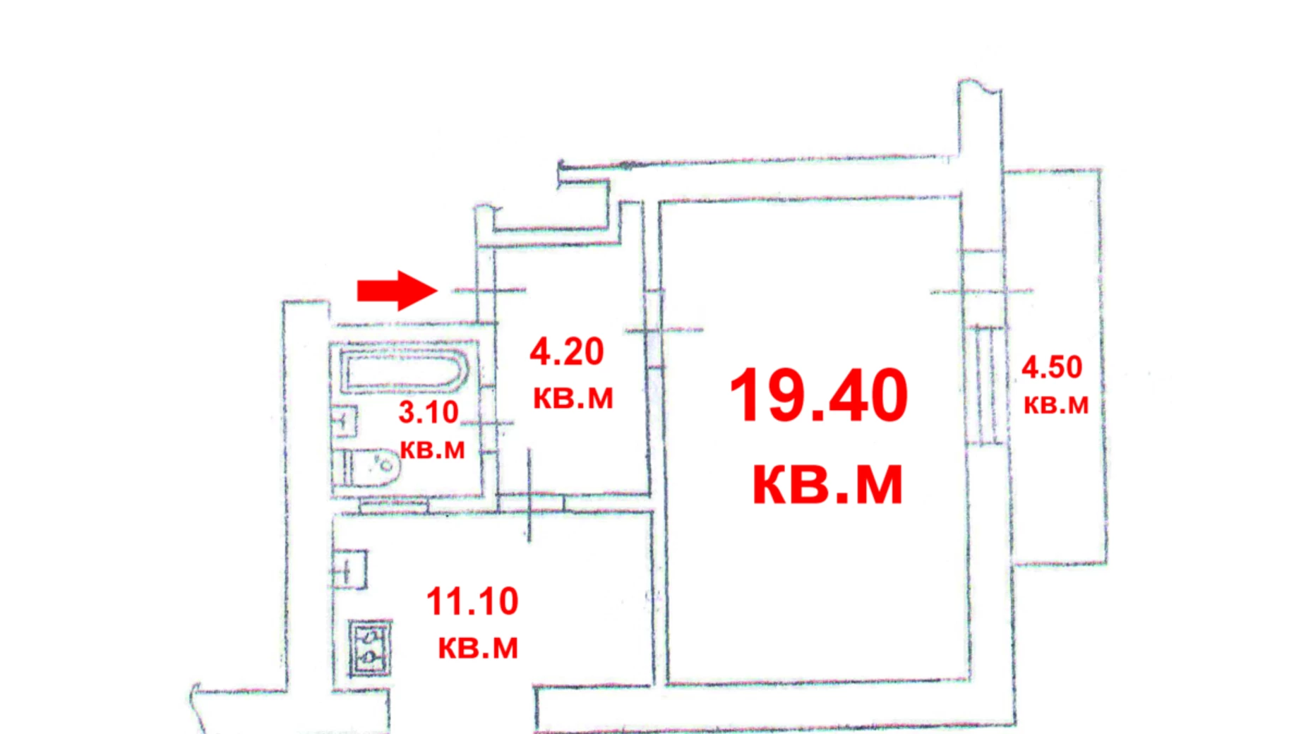 Продается 1-комнатная квартира 42.3 кв. м в Черновцах, просп. Независимости - фото 2