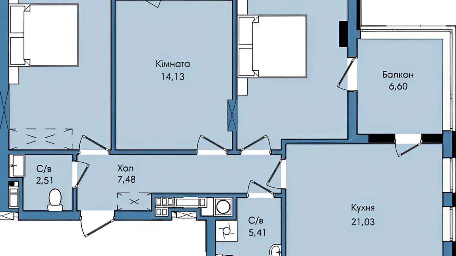 Продается 3-комнатная квартира 95 кв. м в Львове, ул. Вашингтона Джорджа, 1 - фото 2