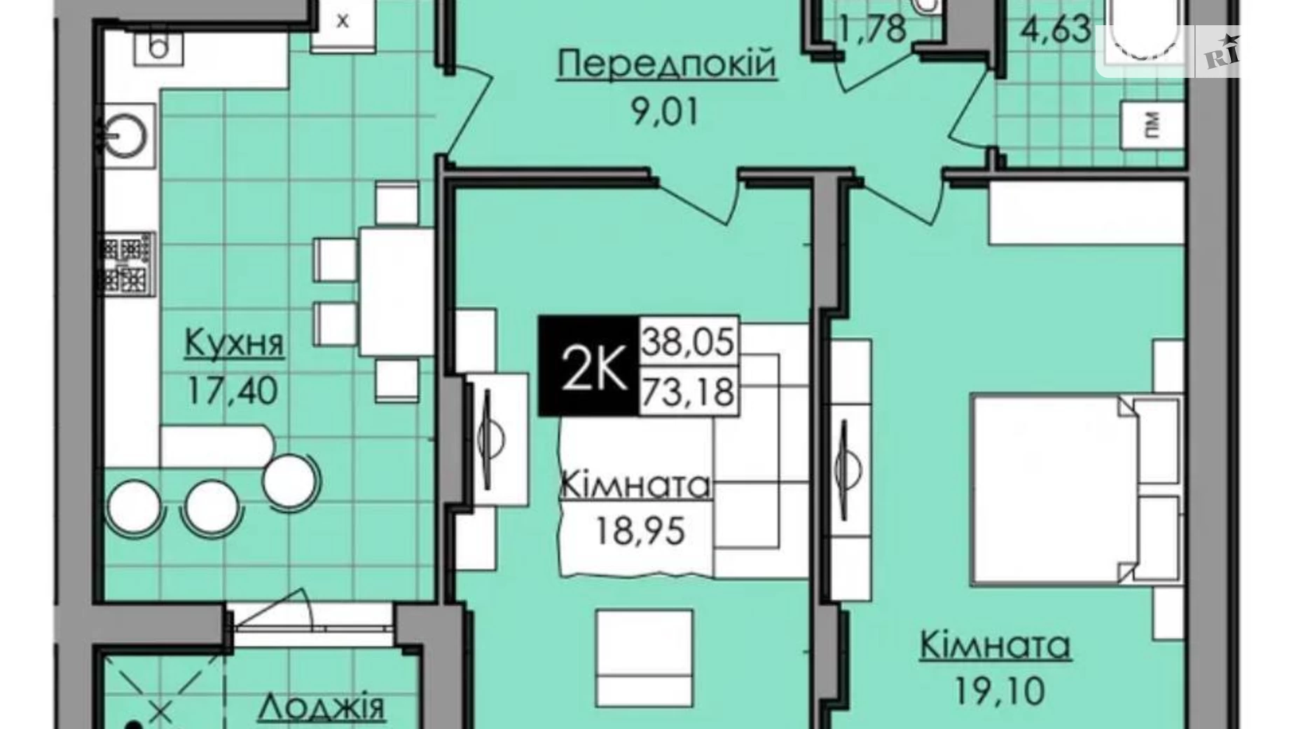 Продается 2-комнатная квартира 73 кв. м в Львове, ул. Зеленая, 115Д - фото 2