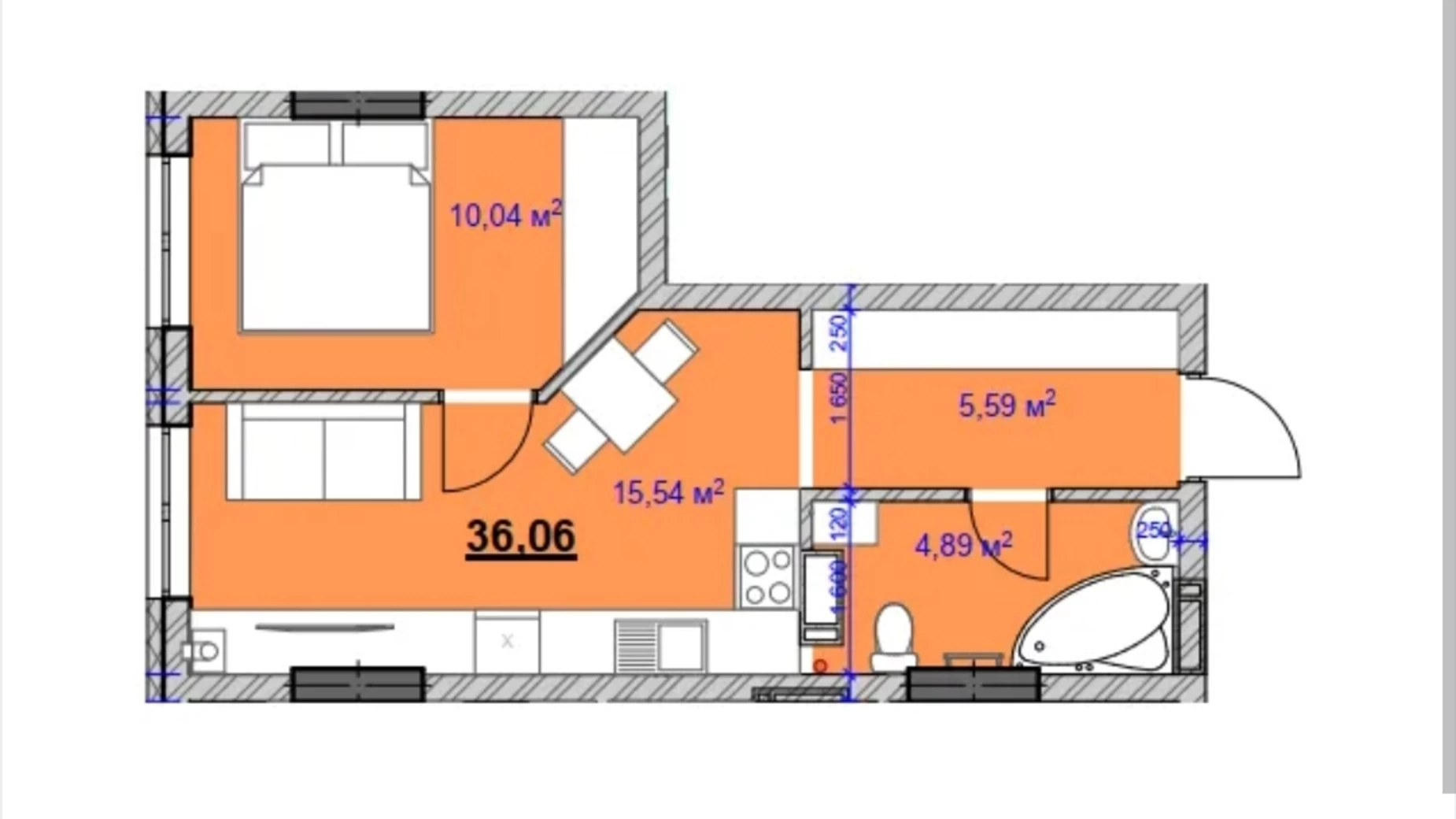 Продается 1-комнатная квартира 36.06 кв. м в Ивано-Франковске, ул. Целевича Юлиана - фото 2