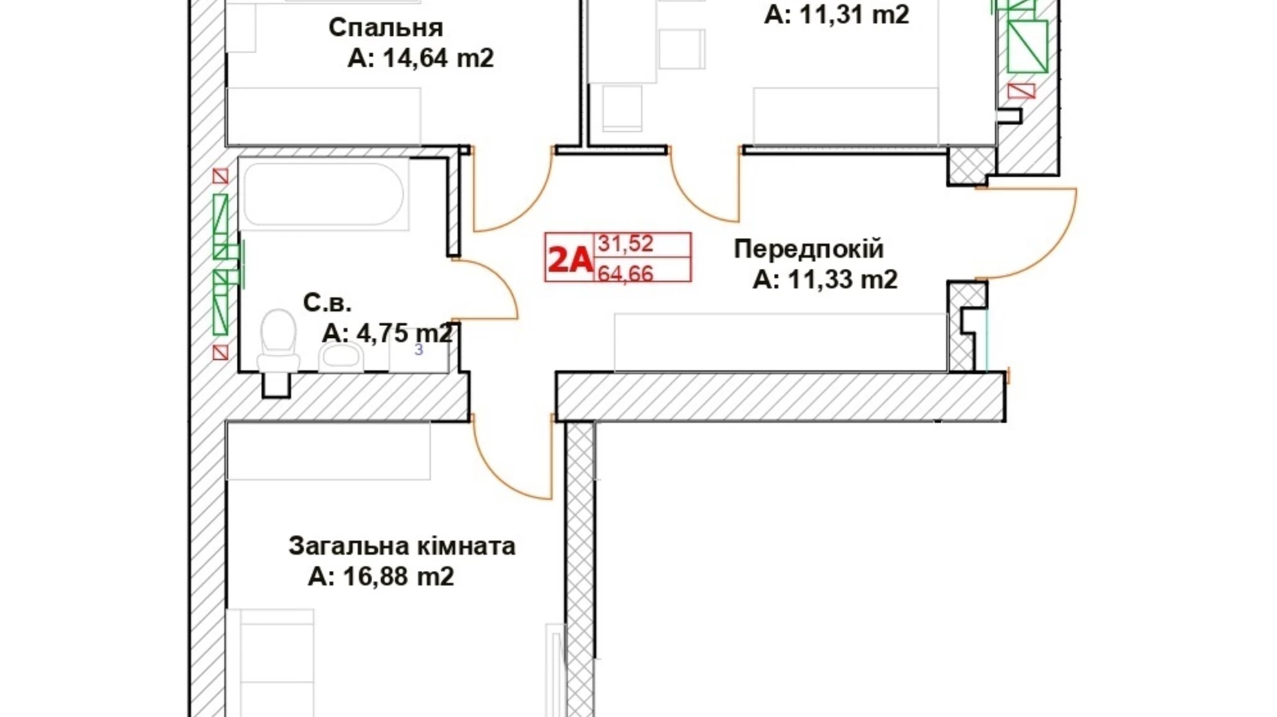 Продается 2-комнатная квартира 65 кв. м в Буче, бул. Леонида Бирюкова, 9 - фото 2