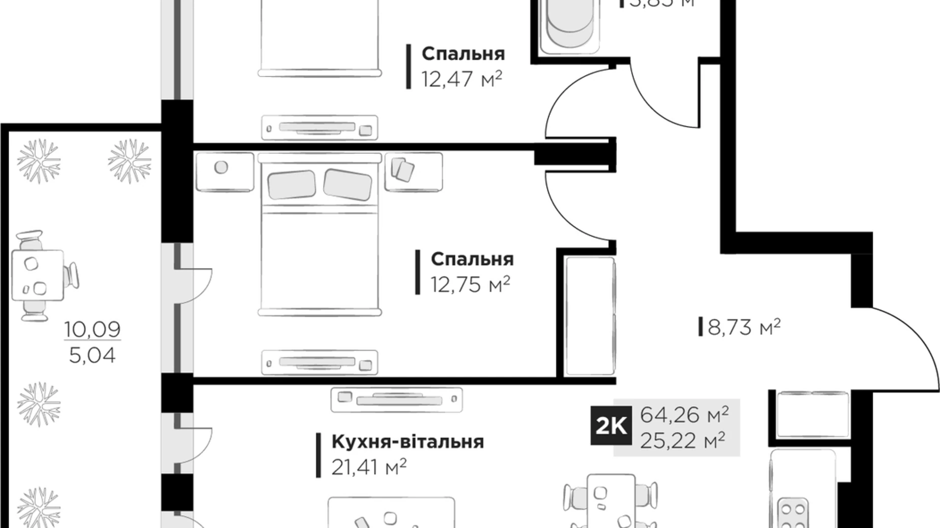 Продается 2-комнатная квартира 64.26 кв. м в Винниках, ул. Галицкая - фото 3