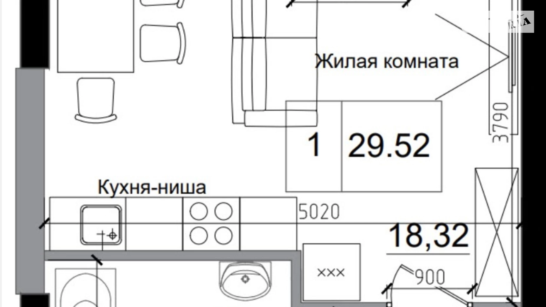 Продается 1-комнатная квартира 29.52 кв. м в Одессе, ул. Спрейса, 1 - фото 2