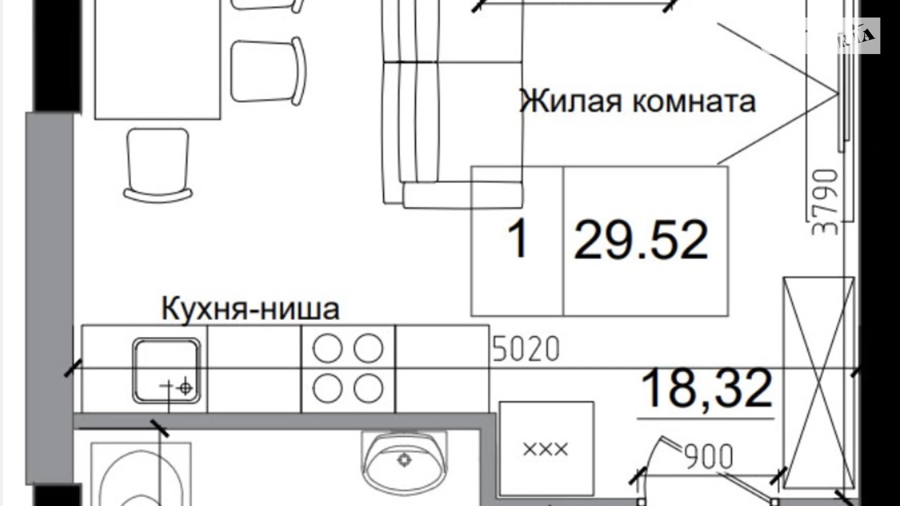 Продается 1-комнатная квартира 28.5 кв. м в Авангарде, ул. Василия Спрейса, 10 - фото 2