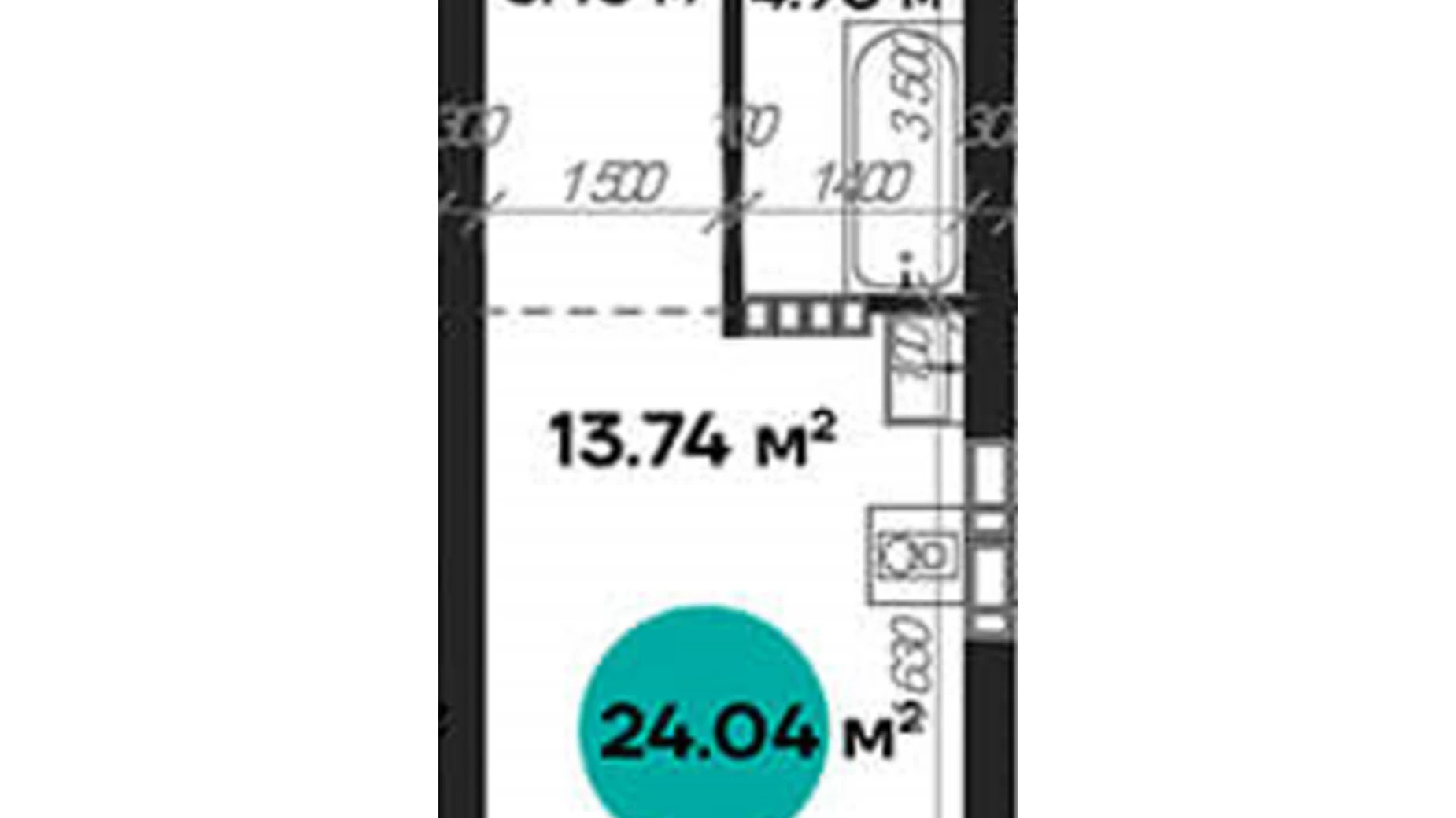 Продается 1-комнатная квартира 24.04 кв. м в Полтаве, ул. Шевченко, 58А - фото 2