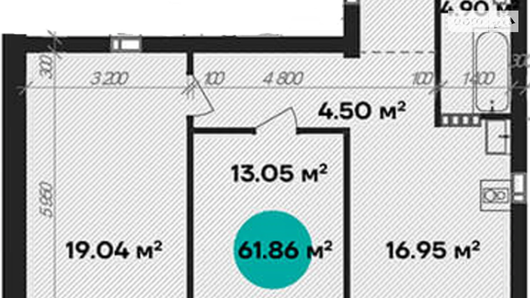 Продается 1-комнатная квартира 61.86 кв. м в Полтаве, ул. Шевченко, 58А - фото 2