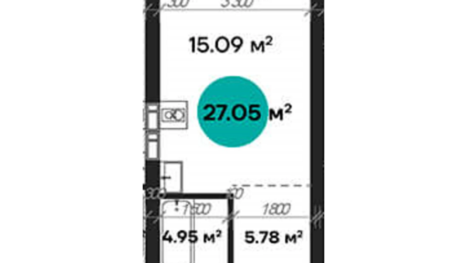 Продается 1-комнатная квартира 27.05 кв. м в Полтаве, ул. Шевченко, 58А - фото 2
