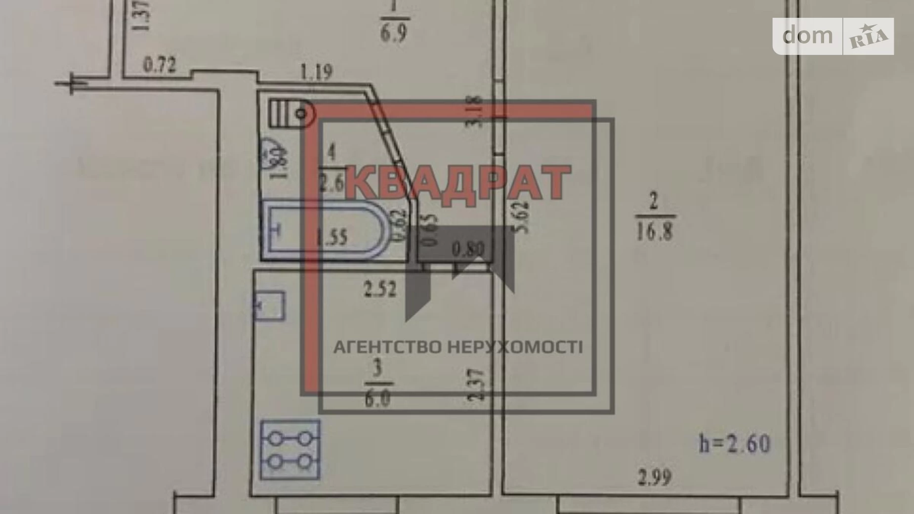 Продается 1-комнатная квартира 32.3 кв. м в Полтаве, ул. Соборности - фото 3