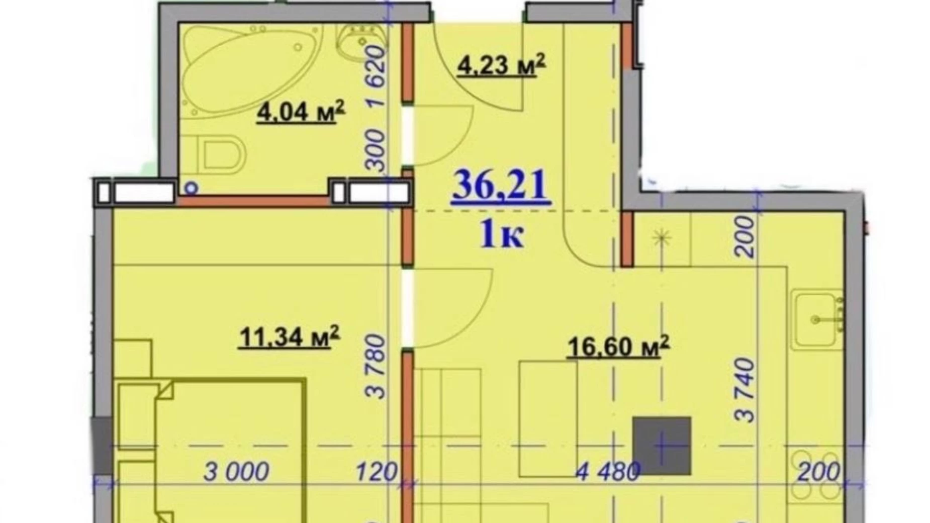 Продается 1-комнатная квартира 36.2 кв. м в Ивано-Франковске, ул. Целевича Юлиана - фото 2