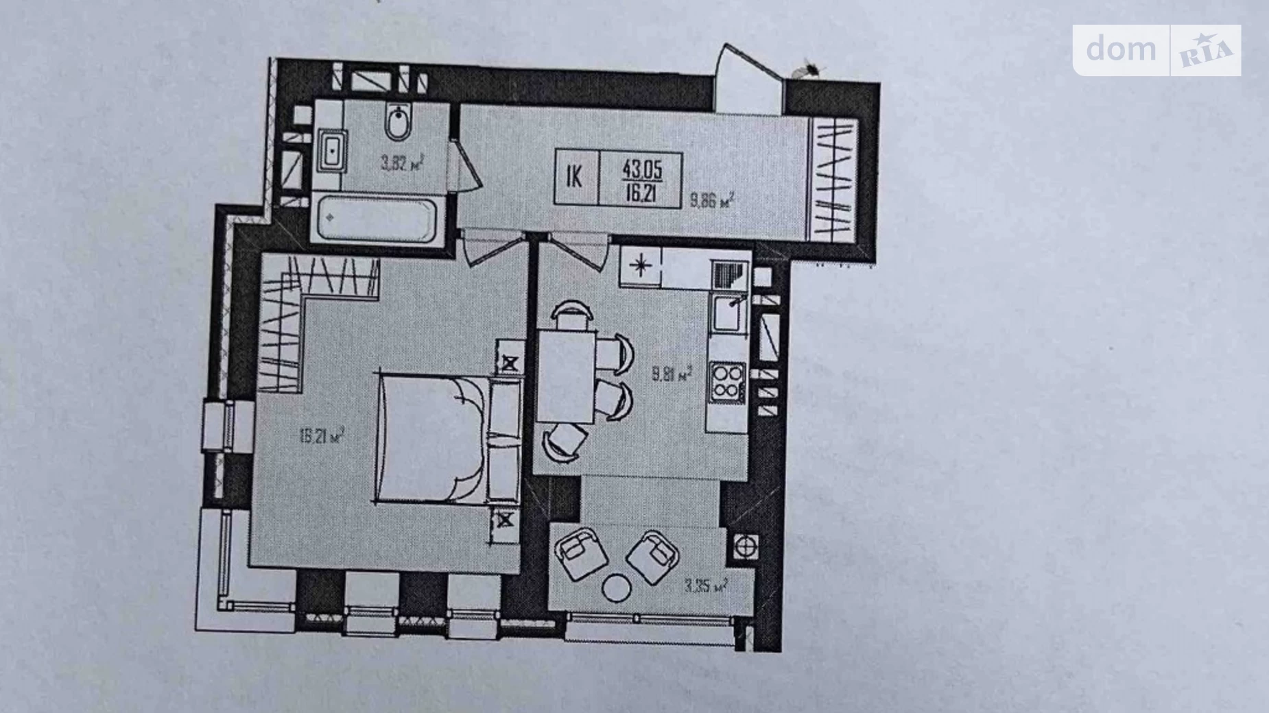 Продается 1-комнатная квартира 43.05 кв. м в Хмельницком - фото 5