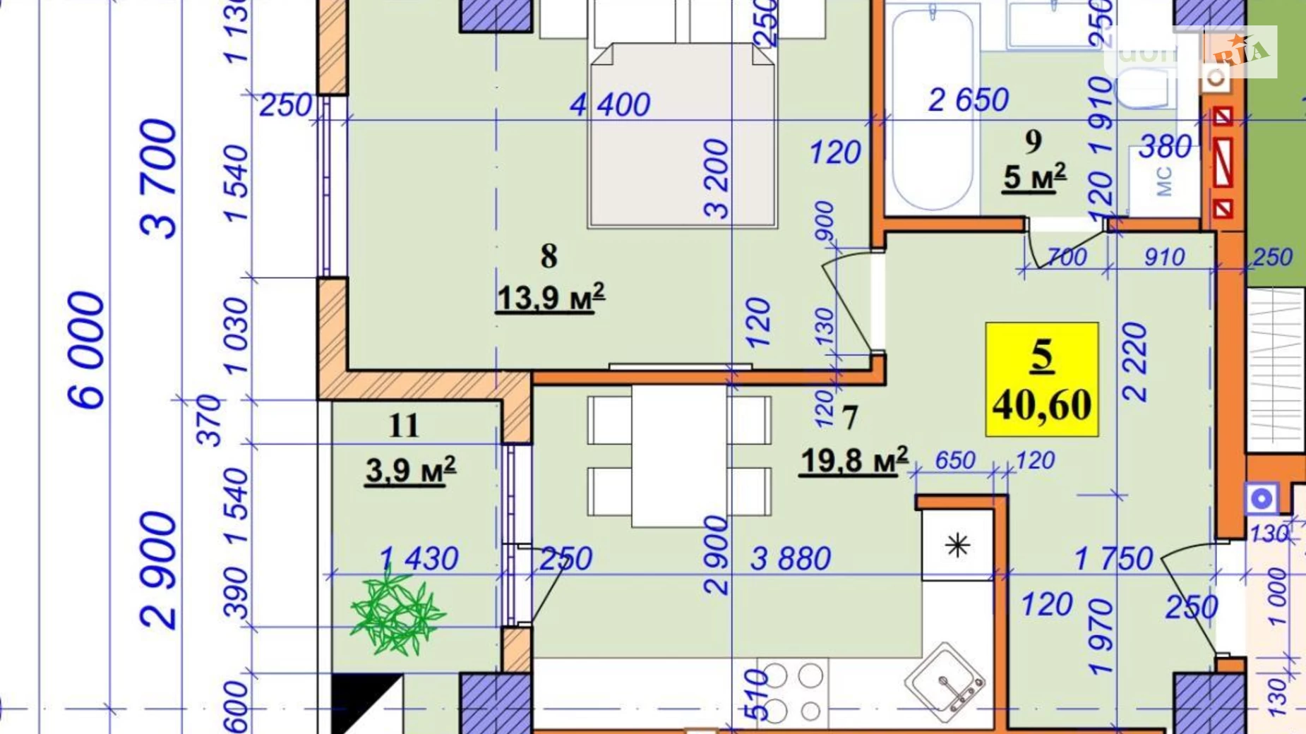 Продается 1-комнатная квартира 41.3 кв. м в Ивано-Франковске, ул. Национальной Гвардии, 3 - фото 3