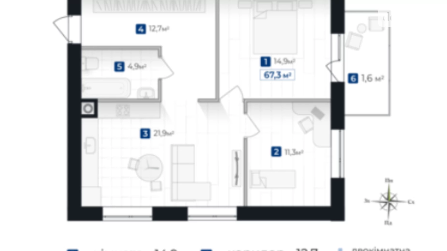 Продается 2-комнатная квартира 67.3 кв. м в Ивано-Франковске, ул. Левинского И. - фото 5