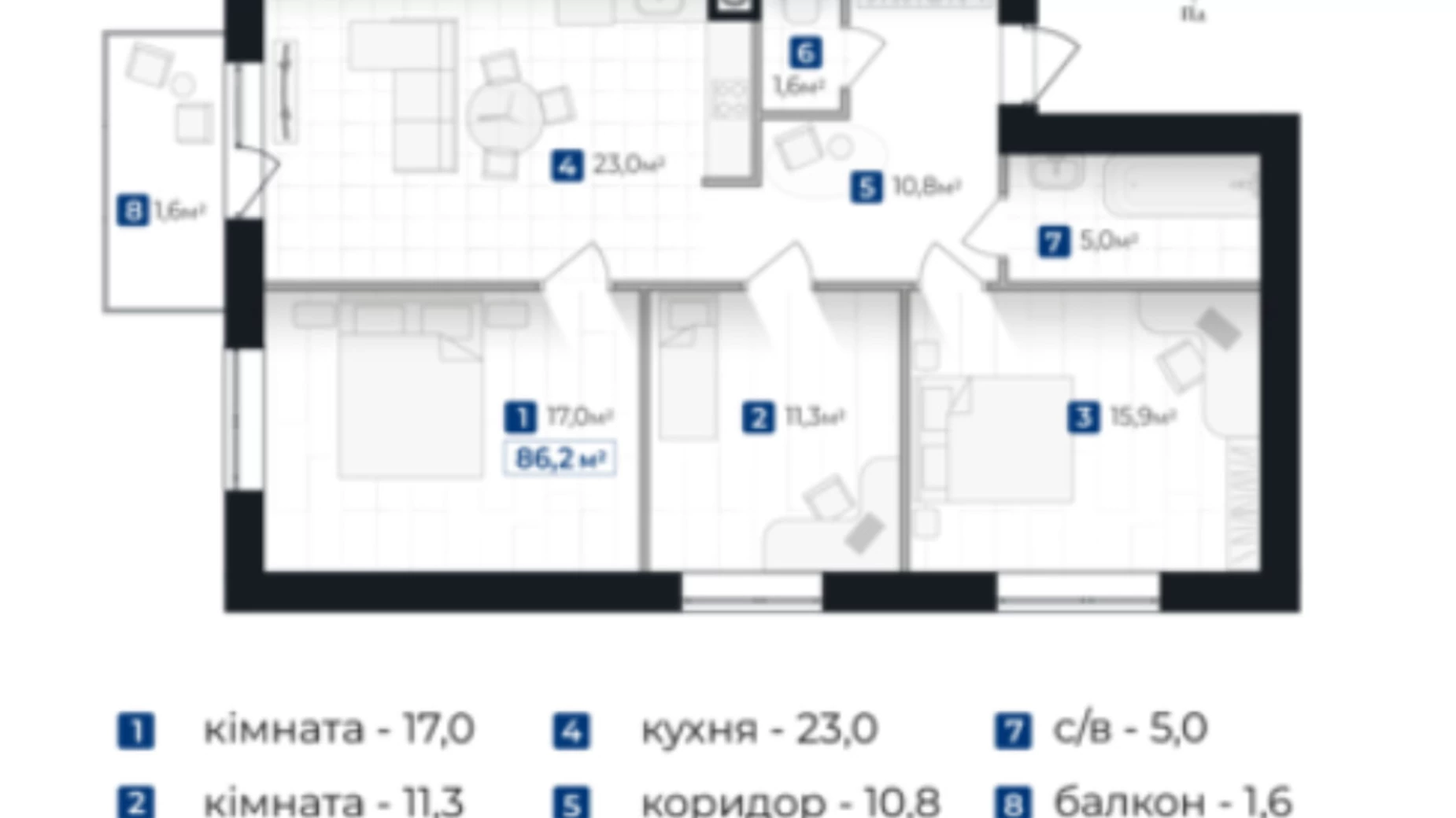 Продается 3-комнатная квартира 86.2 кв. м в Ивано-Франковске, ул. Левинского И. - фото 4