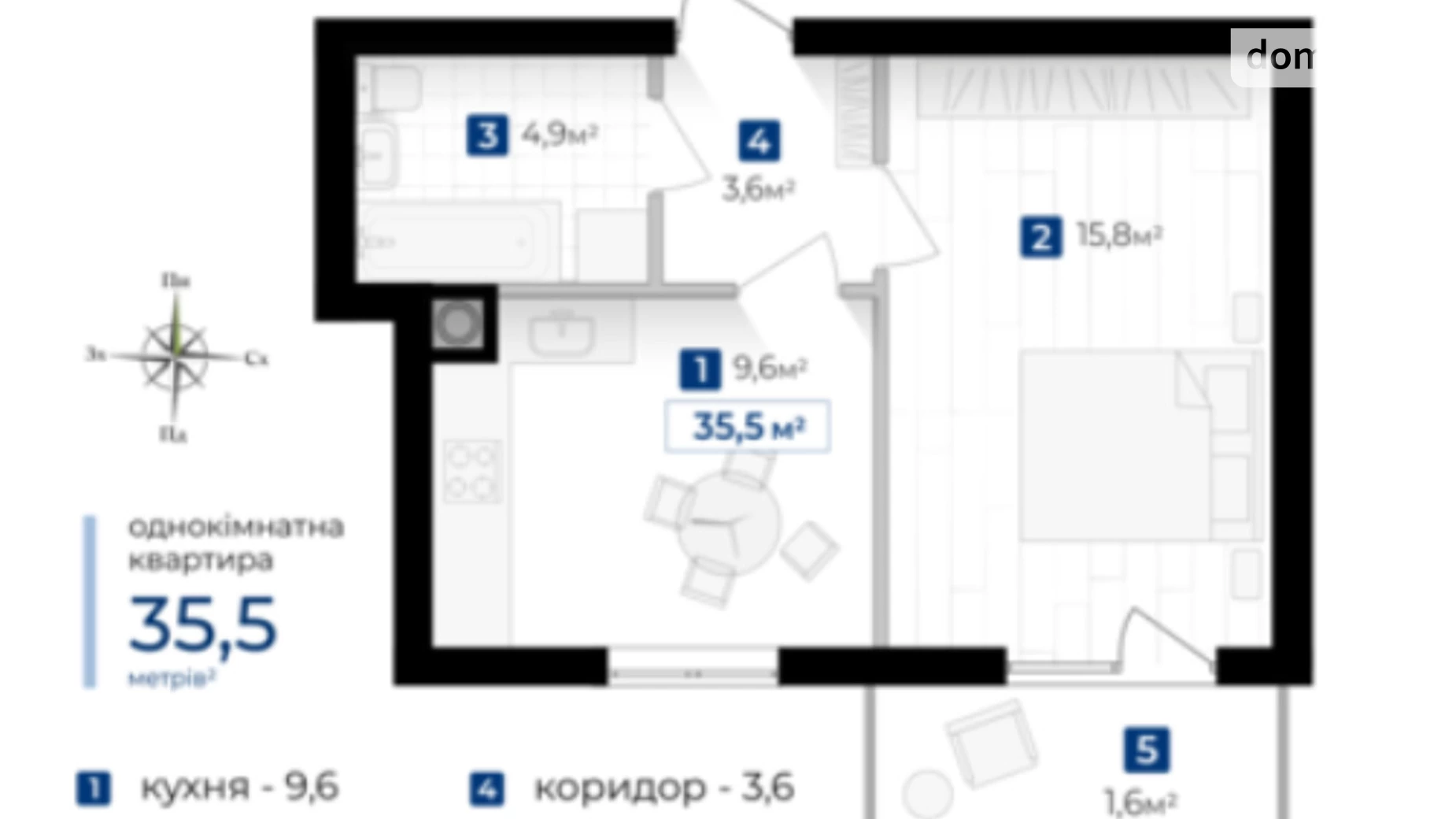Продается 1-комнатная квартира 35.5 кв. м в Ивано-Франковске, ул. Левинского И. - фото 5