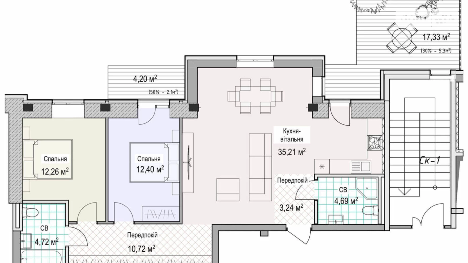 Продается 3-комнатная квартира 91 кв. м в Киеве, ул. Григория Кочура(Александра Пироговского), 19/8 - фото 3