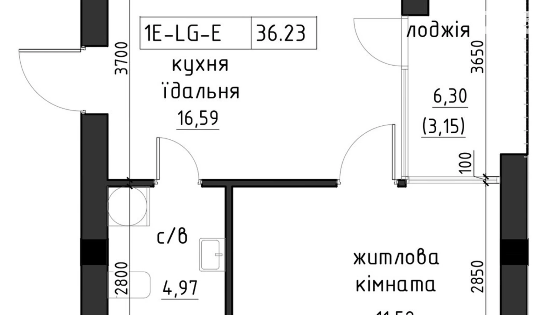 Продається 1-кімнатна квартира 44.51 кв. м у Ужгороді, вул. Василя Гаджеги(Радіщева), 1 - фото 2