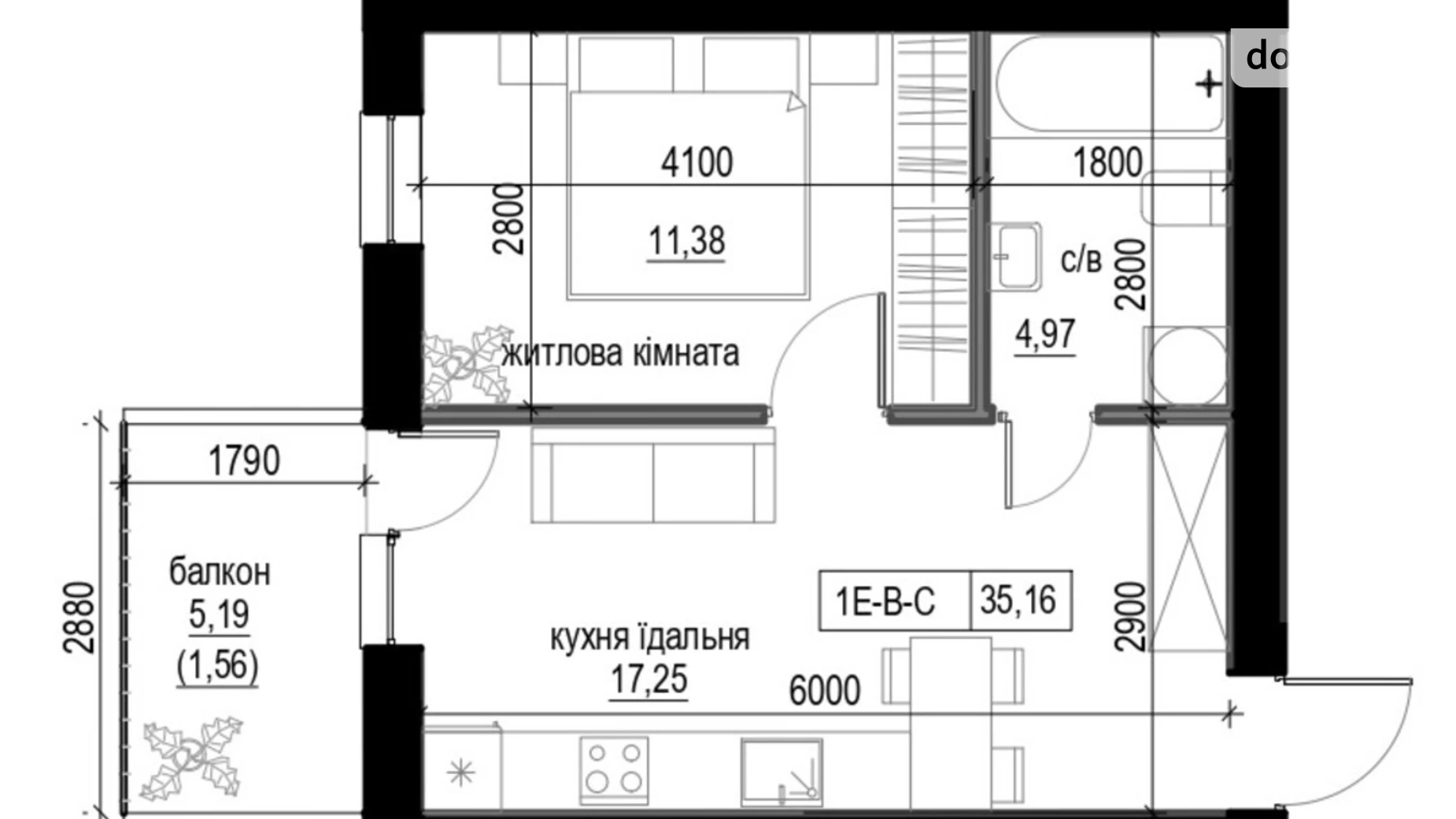 Продается 1-комнатная квартира 42.33 кв. м в Ужгороде, ул. Василия Гаджеги(Радищева), 1 - фото 2