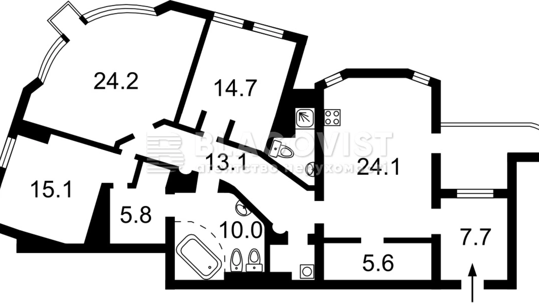 Продается 3-комнатная квартира 128 кв. м в Киеве, спуск Кудрявский, 3А - фото 2