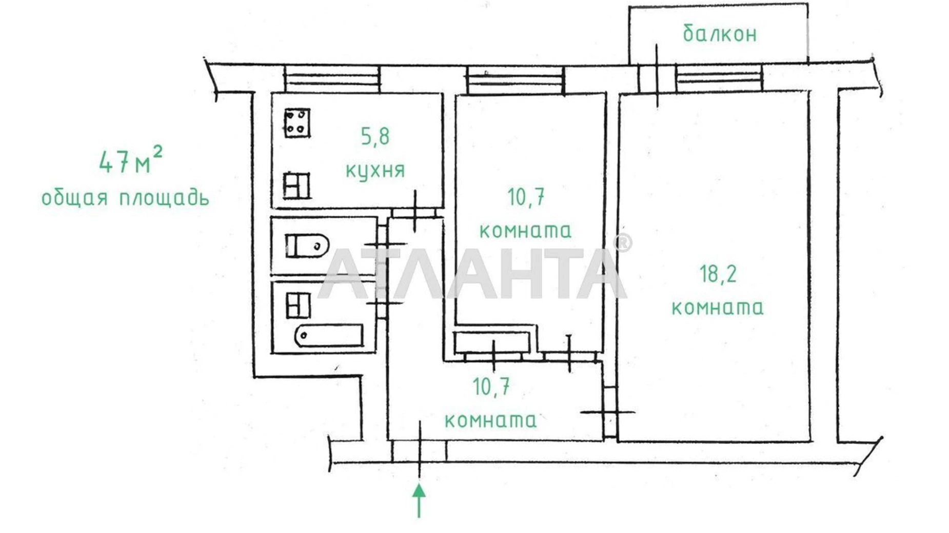 Продається 2-кімнатна квартира 47 кв. м у Одесі, вул. Богдана Хмельницького - фото 2