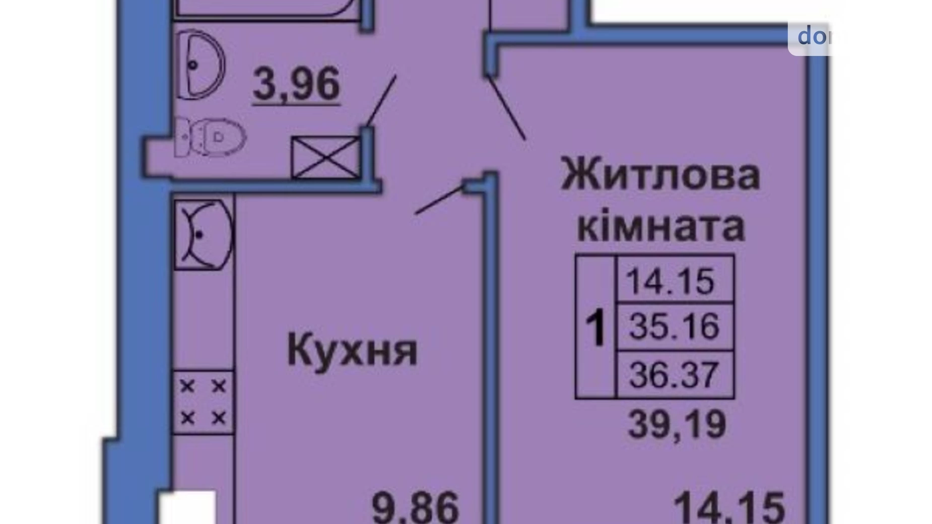 Продається 1-кімнатна квартира 38.1 кв. м у Полтаві, вул. Великотирнівська, 4А - фото 3