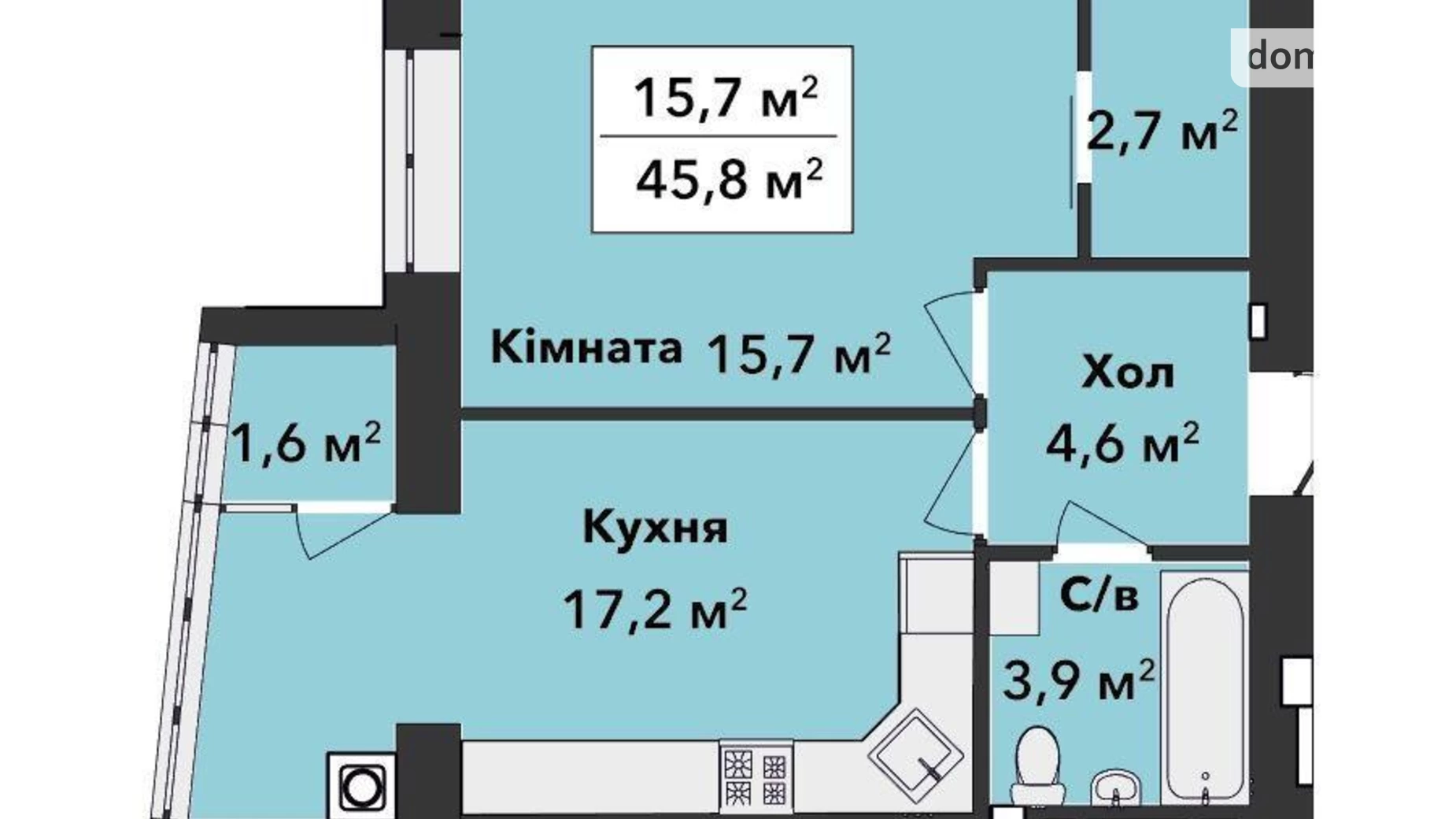 Продается 1-комнатная квартира 46 кв. м в Хмельницком, ул. Панаса Мирного - фото 4