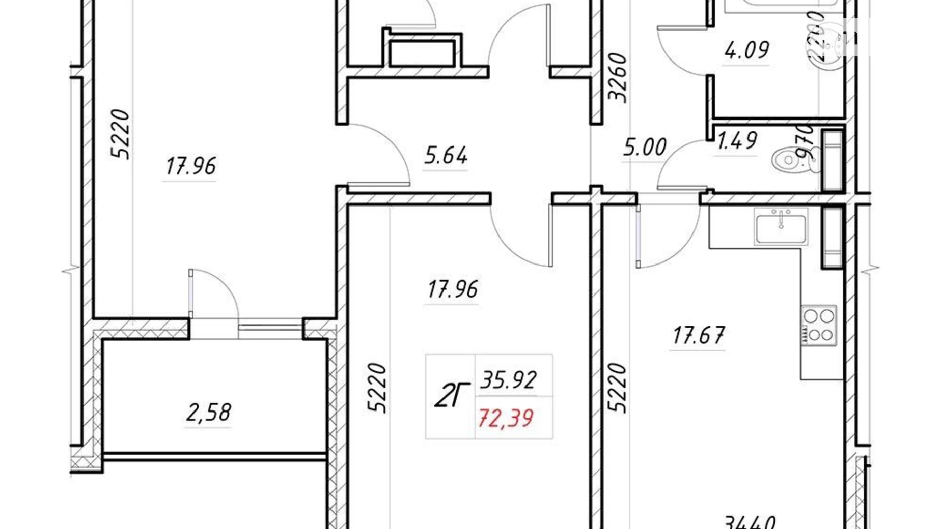 Продается 2-комнатная квартира 72.39 кв. м в Киеве, цена: 62000 $ - фото 2