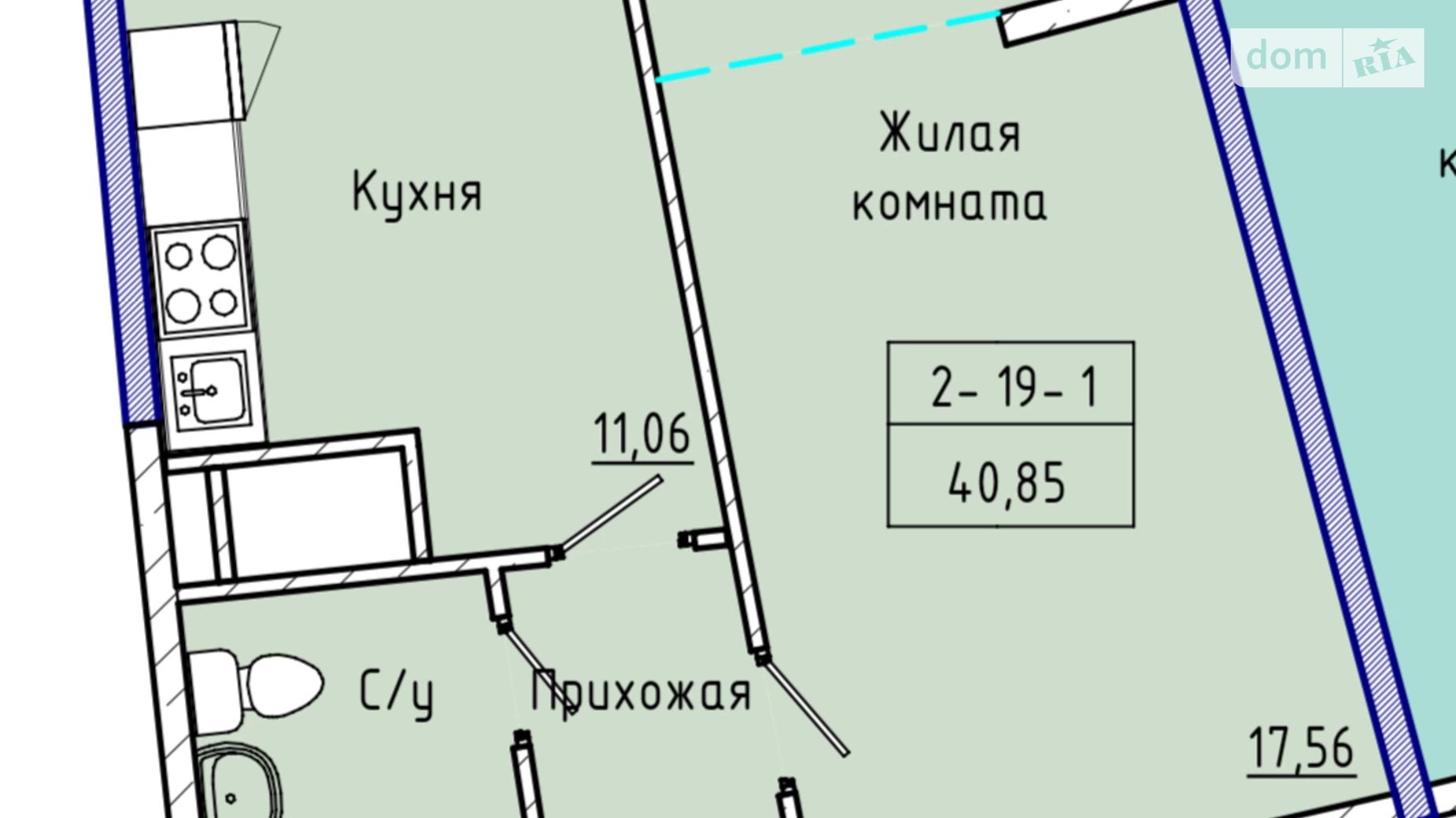 Продается 1-комнатная квартира 40.7 кв. м в Одессе, ул. Каманина, 16А/4 - фото 2