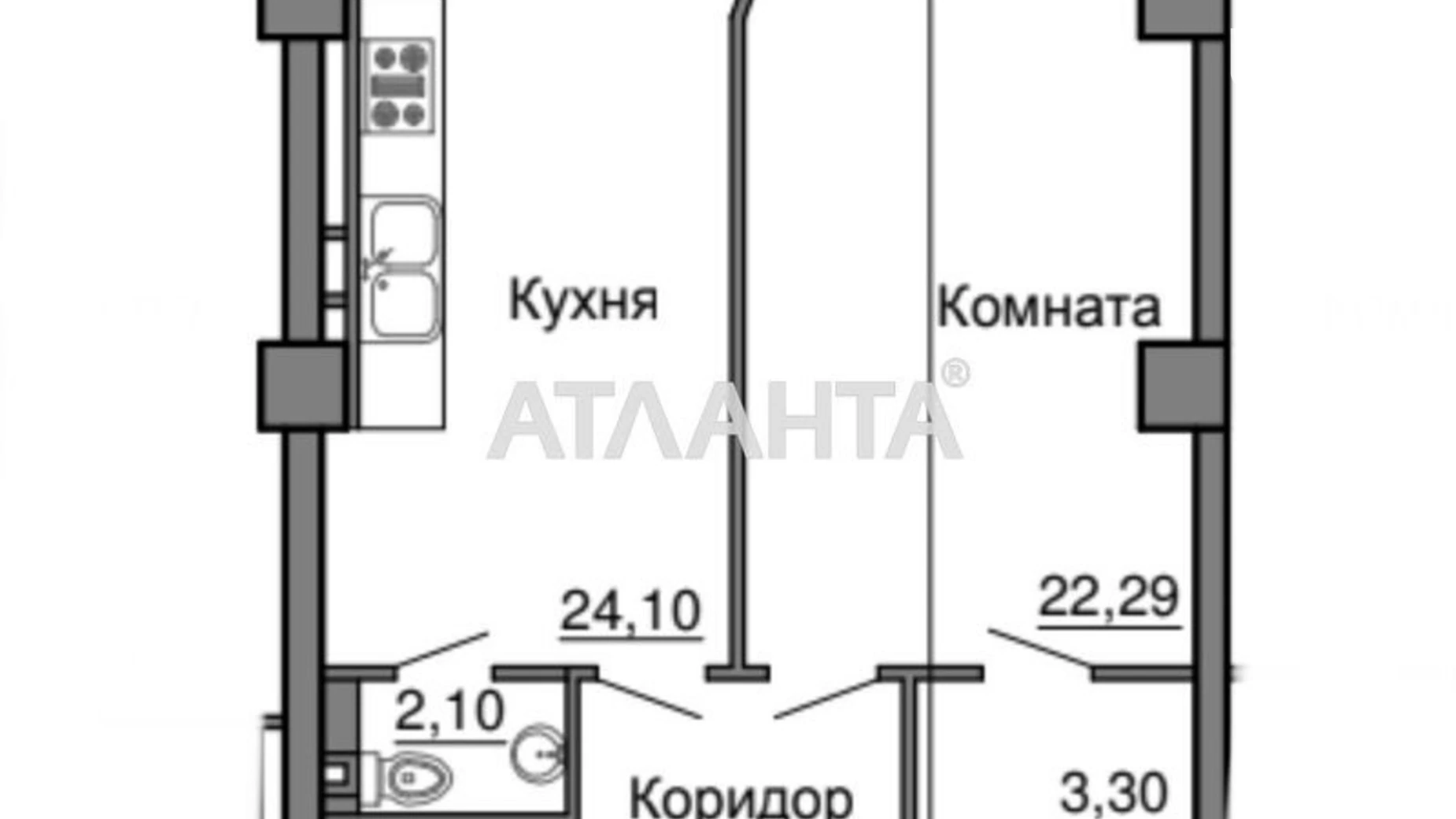 Продается 1-комнатная квартира 71.4 кв. м в Одессе, пер. Мореходный - фото 3