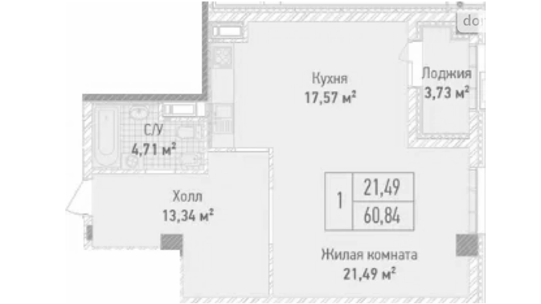 Продается 1-комнатная квартира 60 кв. м в Киеве, ул. Саперное Поле, 3 - фото 4
