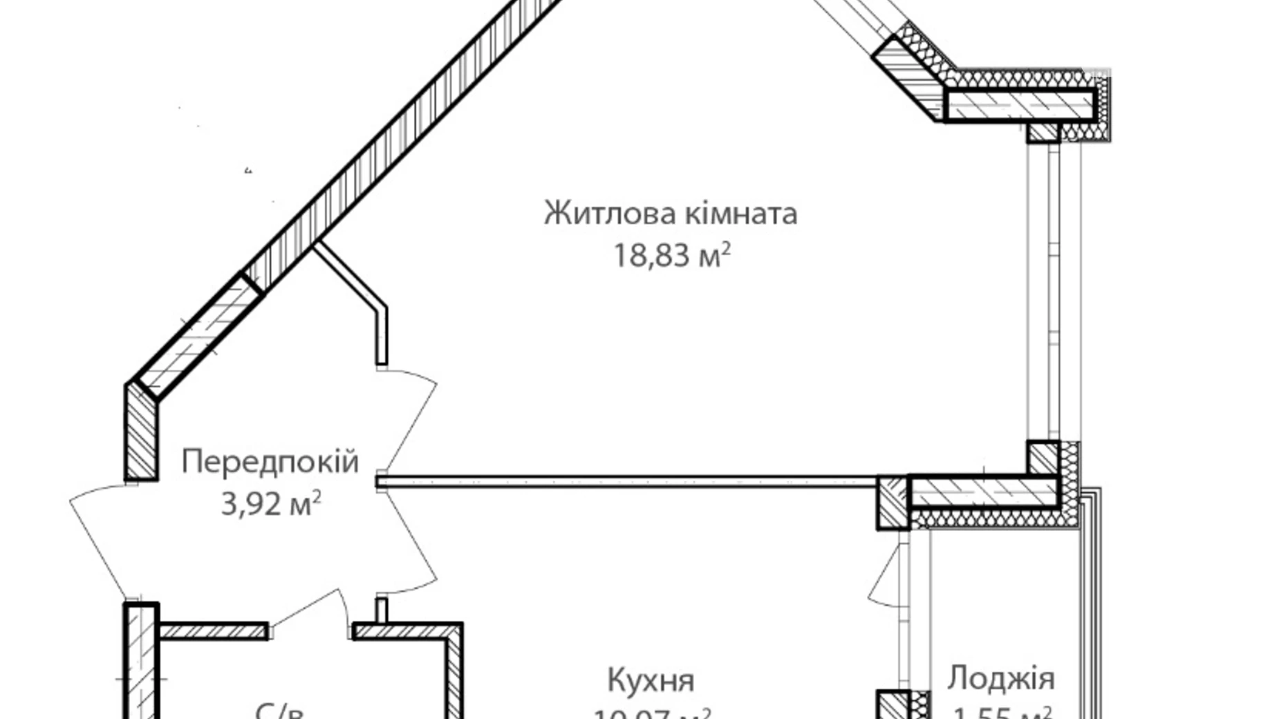 Продается 1-комнатная квартира 38.52 кв. м в Ирпене, ул. Кобылянской Ольги, 13 - фото 2