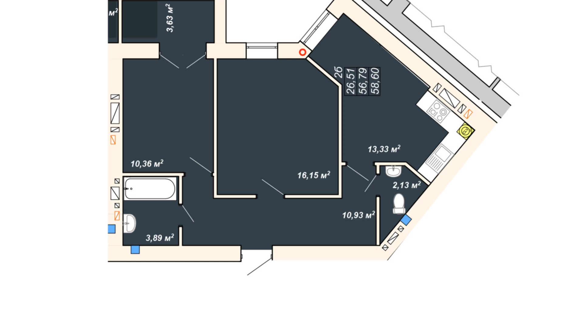 Продается 2-комнатная квартира 58.6 кв. м в Ивано-Франковске, ул. Ленкавского, 22 - фото 2